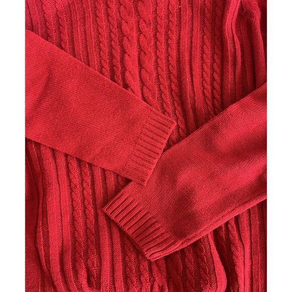 American Sweetheart Size Small Red Cable Knit Acrylic Long Sleeve Sweater - Picture 5 of 6